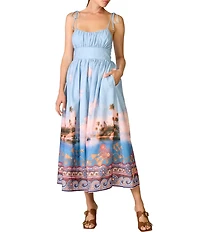 Line and Dot Pernille Landscape Printed Scoop Neck Sleeveless Maxi Dress