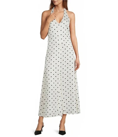 Line and Dot Ravyn Polka Dot Halter Neck Sleeveless Maxi Dress