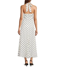 Line and Dot Ravyn Polka Dot Halter Neck Sleeveless Maxi Dress