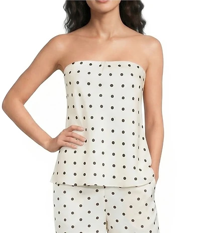 Line And Dot Ravyn Polka Dot Strapless Coordinating Satin Tube Top
