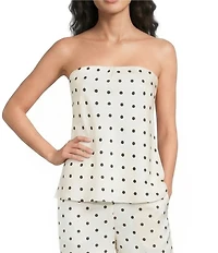 Line And Dot Ravyn Polka Dot Strapless Coordinating Satin Tube Top