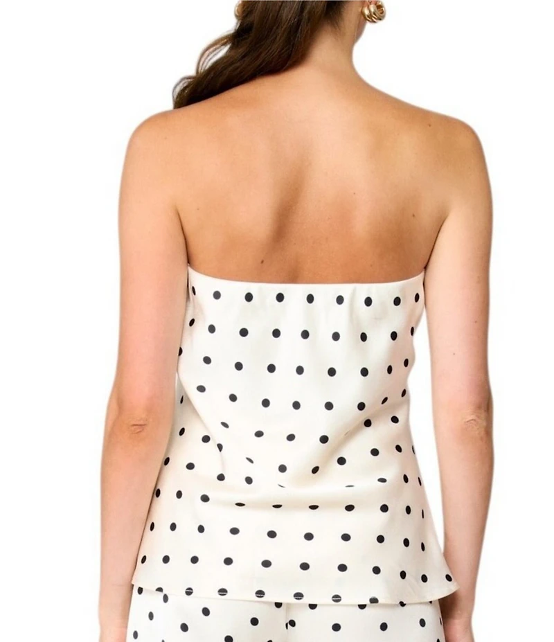 Line and Dot Ravyn Polka Dot Strapless Coordinating Satin Tube Top
