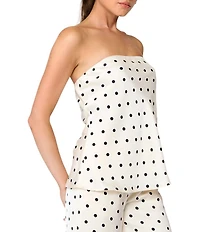 Line and Dot Ravyn Polka Dot Strapless Coordinating Satin Tube Top