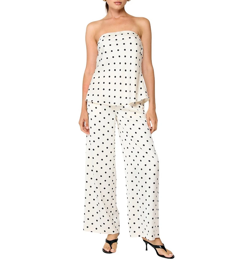 Line and Dot Ravyn Polka Dot Strapless Coordinating Satin Tube Top