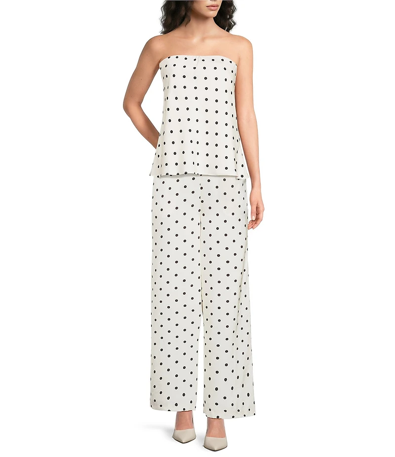 Line And Dot Ravyn Polka Dot Wide Leg Coordinating Satin Pants