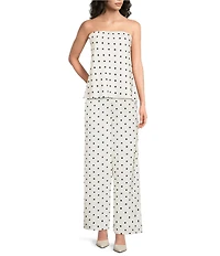 Line And Dot Ravyn Polka Dot Wide Leg Coordinating Satin Pants
