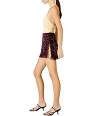 Line and Dot Raye Polka Dot Lace Trim Satin Mini Skirt