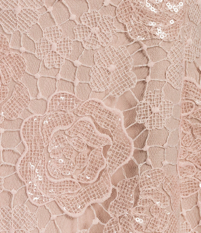 Line and Dot Rosamina Round Neckline Cap Sleeve Sequin Embellished Lace Mini Dress