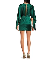 Line and Dot Rosie Boat Neck Long Cape Sleeve Mini Dress