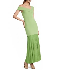 Line and Dot Rowan Off The Shoulder Mixed Media Maxi Dress