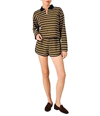 Line and Dot Sadie Striped Collared Long Sleeve Coordinating Top