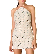 Line and Dot Sunstone Embellished Halter Neck Sleeveless Coordinating Top