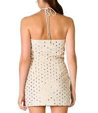 Line and Dot Sunstone Embellished Halter Neck Sleeveless Coordinating Top