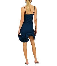 Line and Dot Tabby Scoop Neck Sleeveless Structured Ruffle Hem Mini Dress