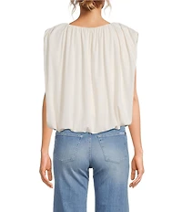 Line and Dot Vireo Boatneck Sleeveless Draped Bubble Hem Top