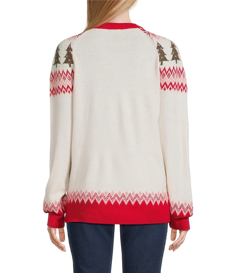 Lisa International Crew Neck Long Sleeve Christmas Fair Isle Sweater