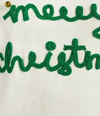 Lisa International Crew Neck Long Sleeve Embriordered Merry Christmas Sweater