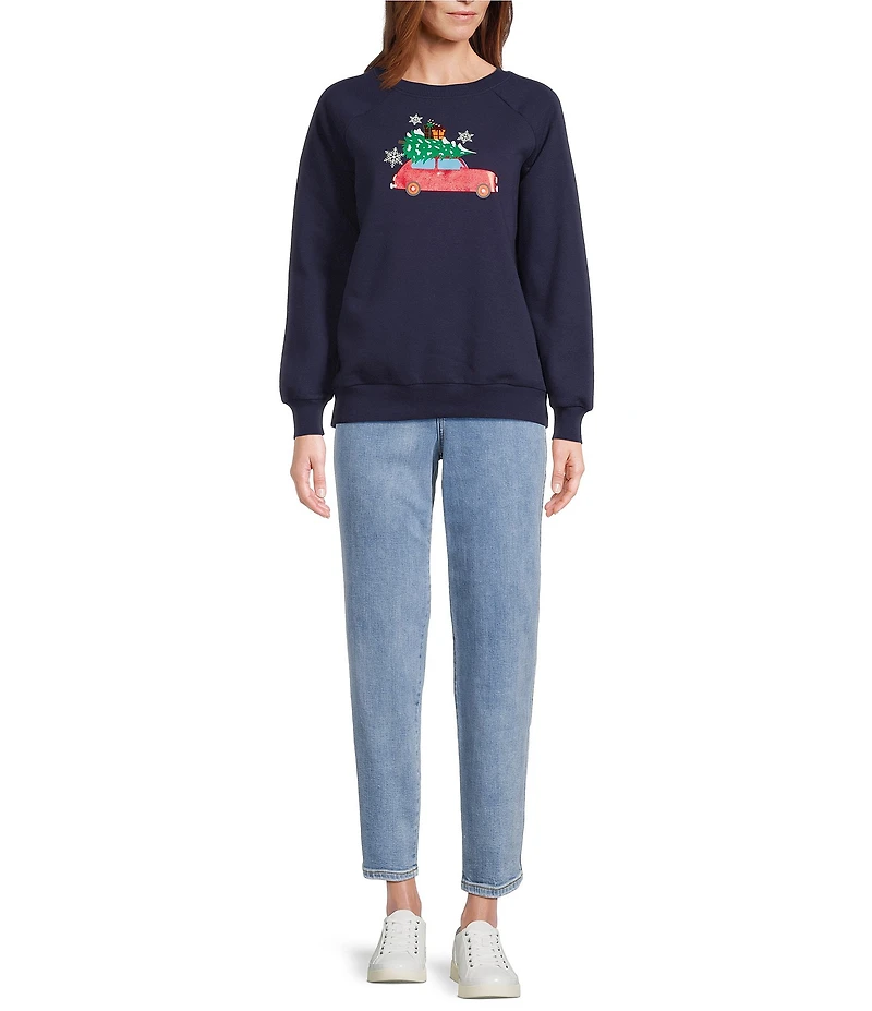 Lisa International Crew Neck Long Sleeve Merry Christmas Sweatshirt