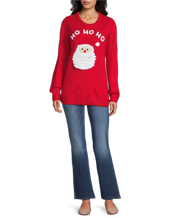 Lisa International Crew Neck Long Sleeve Santa Christmas Sweater