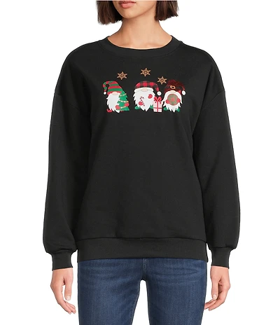 Lisa International Knit Christmas Applique Detail Crew Neck Long Sleeve Sweatshirt