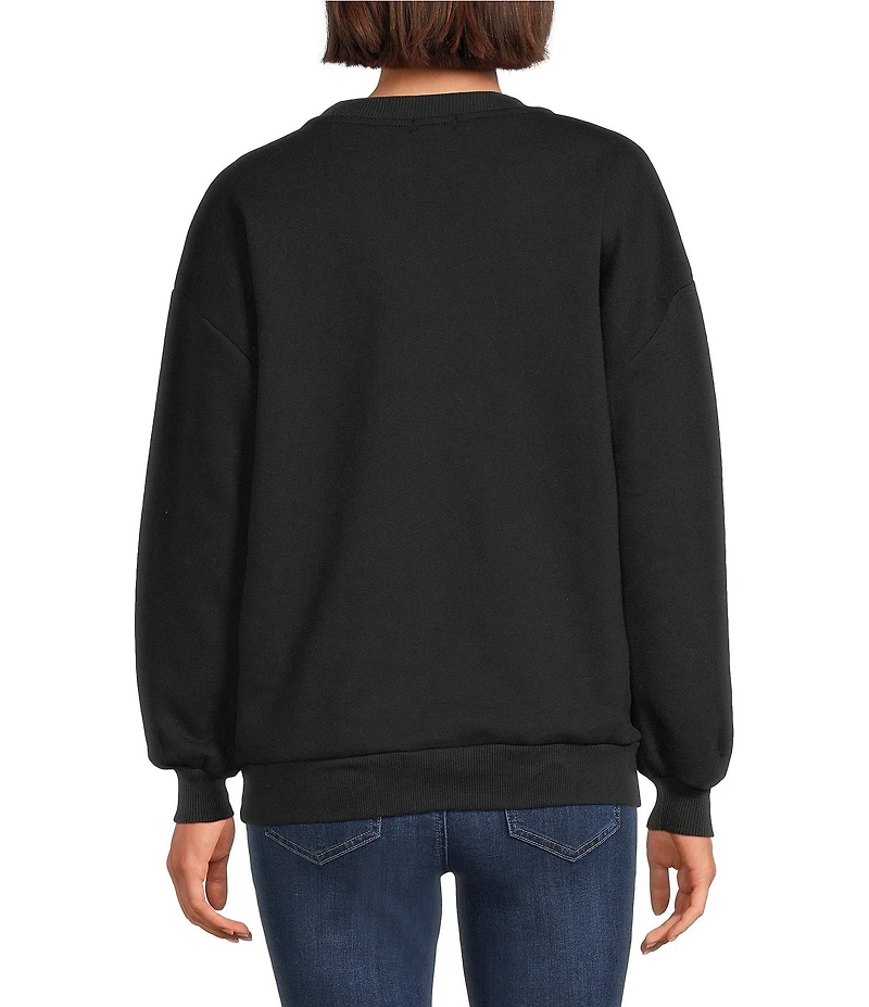 Lisa International Petite Size Knit Christmas Applique Detail Crew Neck Long Sleeve Sweatshirt