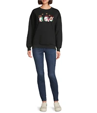 Lisa International Petite Size Knit Christmas Applique Detail Crew Neck Long Sleeve Sweatshirt