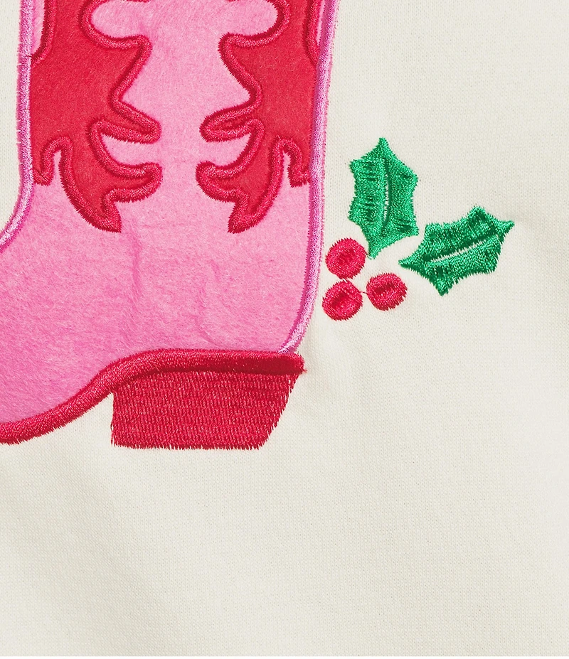 Lisa International Plus Size Crew Neck Long Sleeve Cow Girl Boot Christmas Sweatshirt