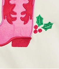 Lisa International Plus Size Crew Neck Long Sleeve Cow Girl Boot Christmas Sweatshirt