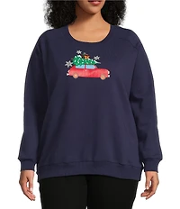 Lisa International Plus Size Crew Neck Long Sleeve Merry Christmas Sweatshirt