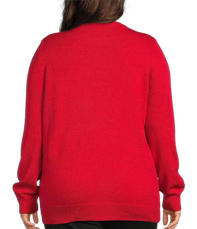 Lisa International Plus Size Crew Neck Long Sleeve Santa Christmas Sweater