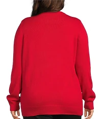 Lisa International Plus Size Crew Neck Long Sleeve Santa Christmas Sweater