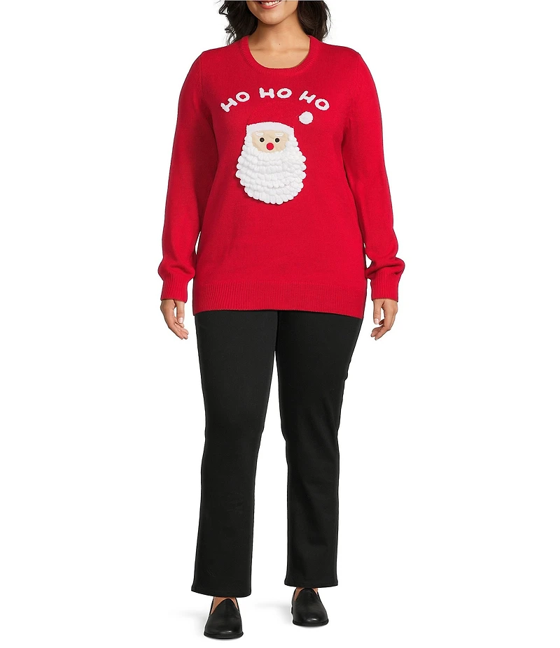 Lisa International Plus Size Crew Neck Long Sleeve Santa Christmas Sweater
