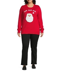 Lisa International Plus Size Crew Neck Long Sleeve Santa Christmas Sweater
