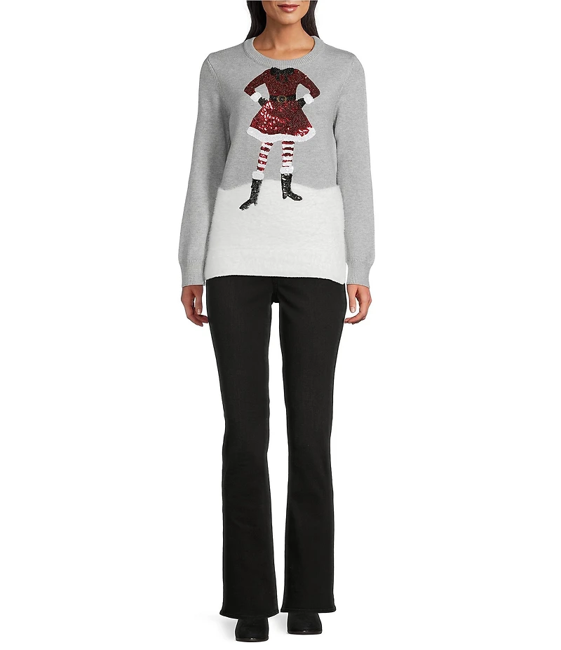 Lisa International Sequin Embroidered Christmas Sweater