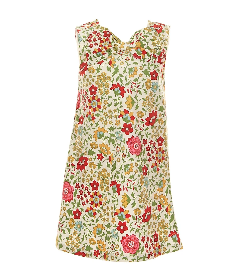 Adventurewear 360 Little Girls Corduroy Floral Print Bow Dress