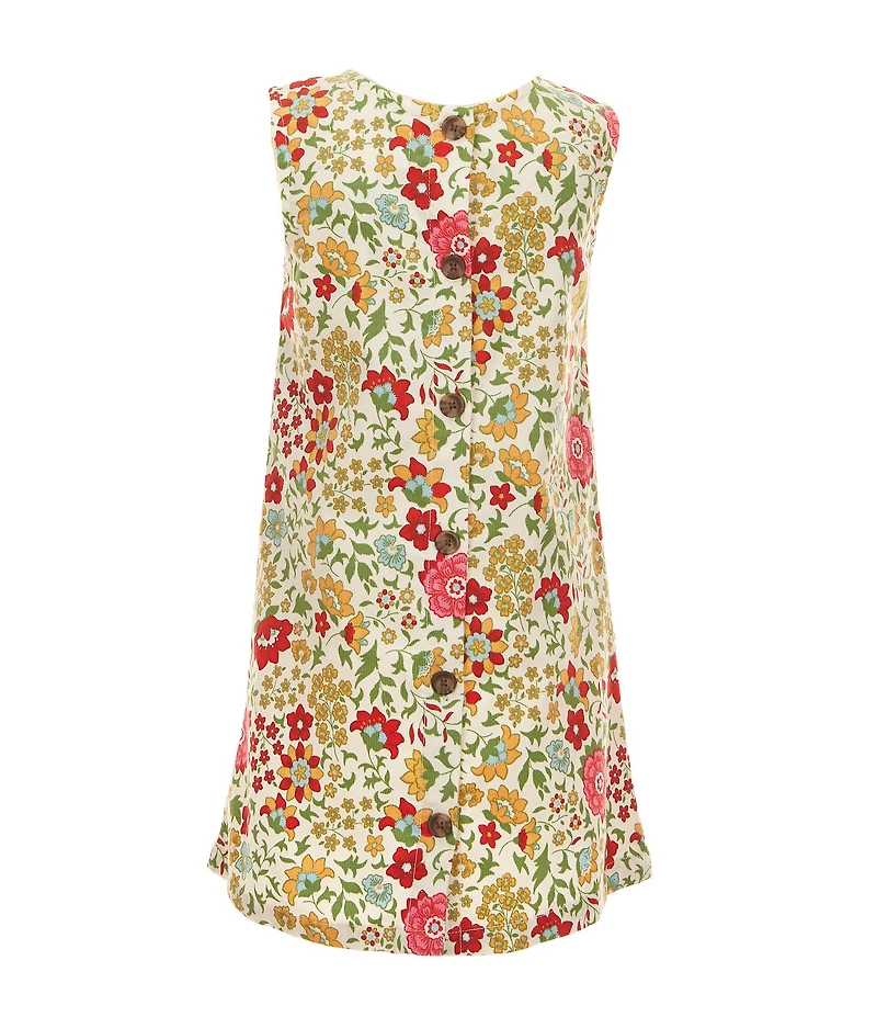 Adventurewear 360 Little Girls Corduroy Floral Print Bow Dress