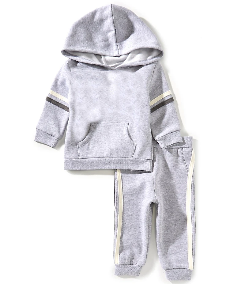 Little Me Baby Boy Long Sleeve Grey Sweatshirt Hoodie & Jogger Pants Set