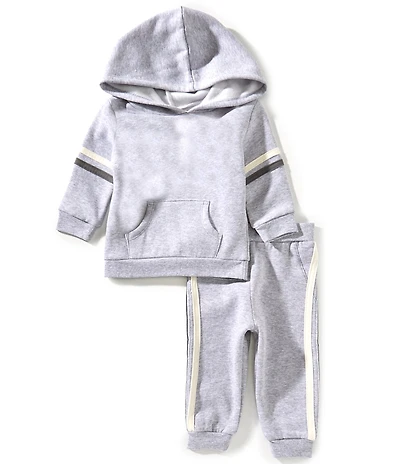 Little Me Baby Boy Long Sleeve Grey Sweatshirt Hoodie & Jogger Pants Set