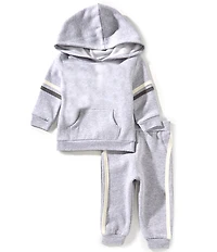 Little Me Baby Boy Long Sleeve Grey Sweatshirt Hoodie & Jogger Pants Set