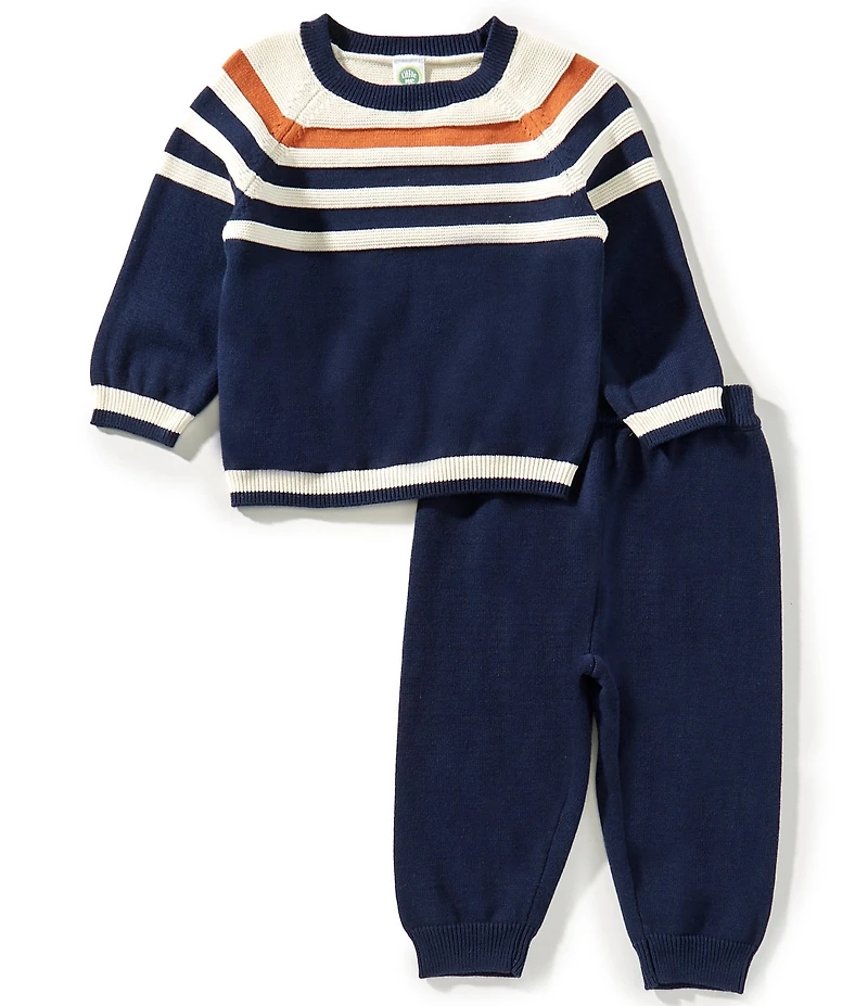 Little Me Baby Boys Blue Stripe Sweater & Pants Set