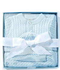 Little Me Baby Boys Cotton Cable Knit Sweater & Blanket Gift Box Set