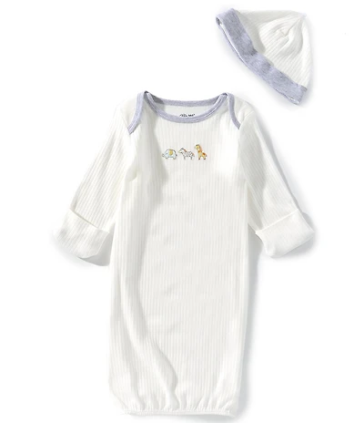 Little Me Baby Boys Cotton Safari Gown & Hat Set