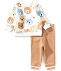 Little Me Baby Boys Long Sleeve Bear Sweatshirt & Jogger Pants 2-Piece Set