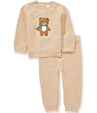 Little Me Baby Boys Long-Sleeve Bear-Themed Sweater & Solid Pant Set
