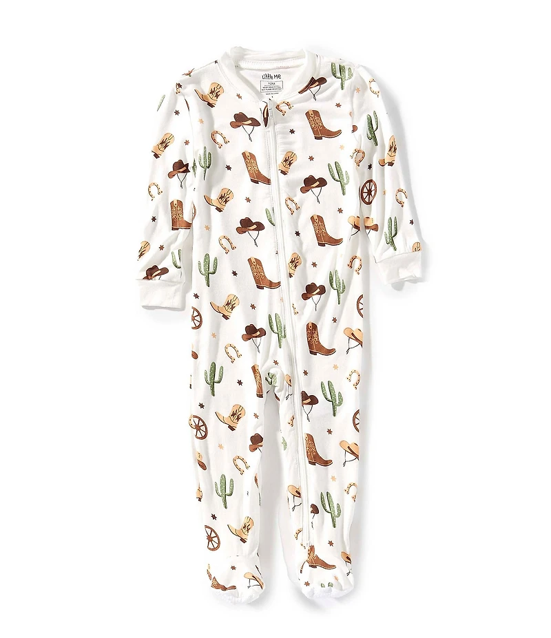 Little Me Baby Boys Long-Sleeve Cowboy-Printed Bamboo-Blend Footie Coverall