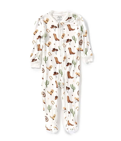 Little Me Baby Boys Long-Sleeve Cowboy-Printed Bamboo-Blend Footie Coverall