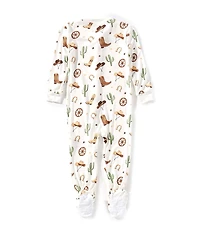 Little Me Baby Boys Long-Sleeve Cowboy-Printed Bamboo-Blend Footie Coverall