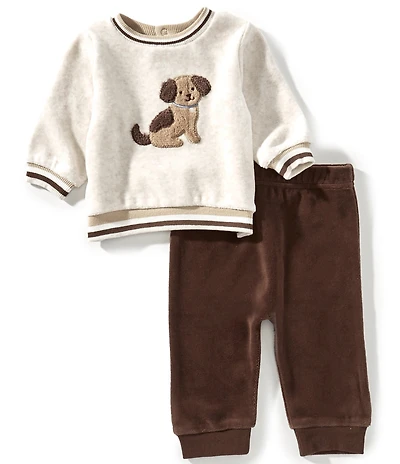 Little Me Baby Boys Long Sleeve Fluffy Puppy T-Shirt & Pants Set