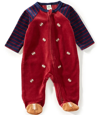 Little Me Baby Boys Long Sleeve Football Velour Footie
