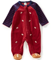 Little Me Baby Boys Long Sleeve Football Velour Footie